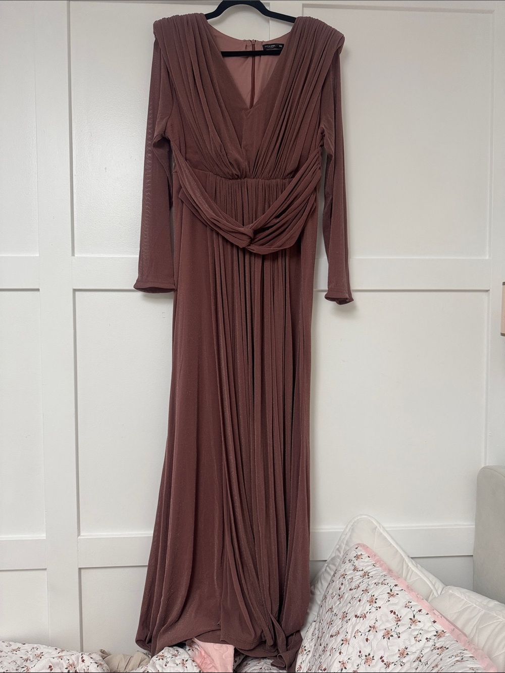 Elegant Mauve Long Sleeve Maxi Dress